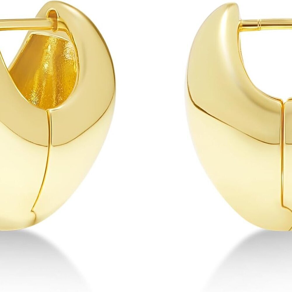 14K Gold Plated Hoop Earrings Small Silver Thick Lightweight Chunky Jewelry for